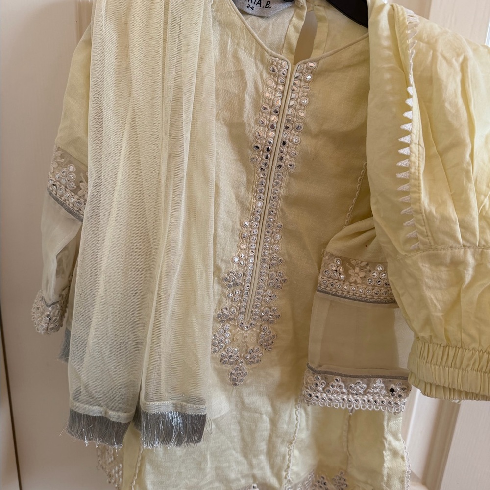 Elegant Cream Kids Casual Dress Maria b size 2 to 4